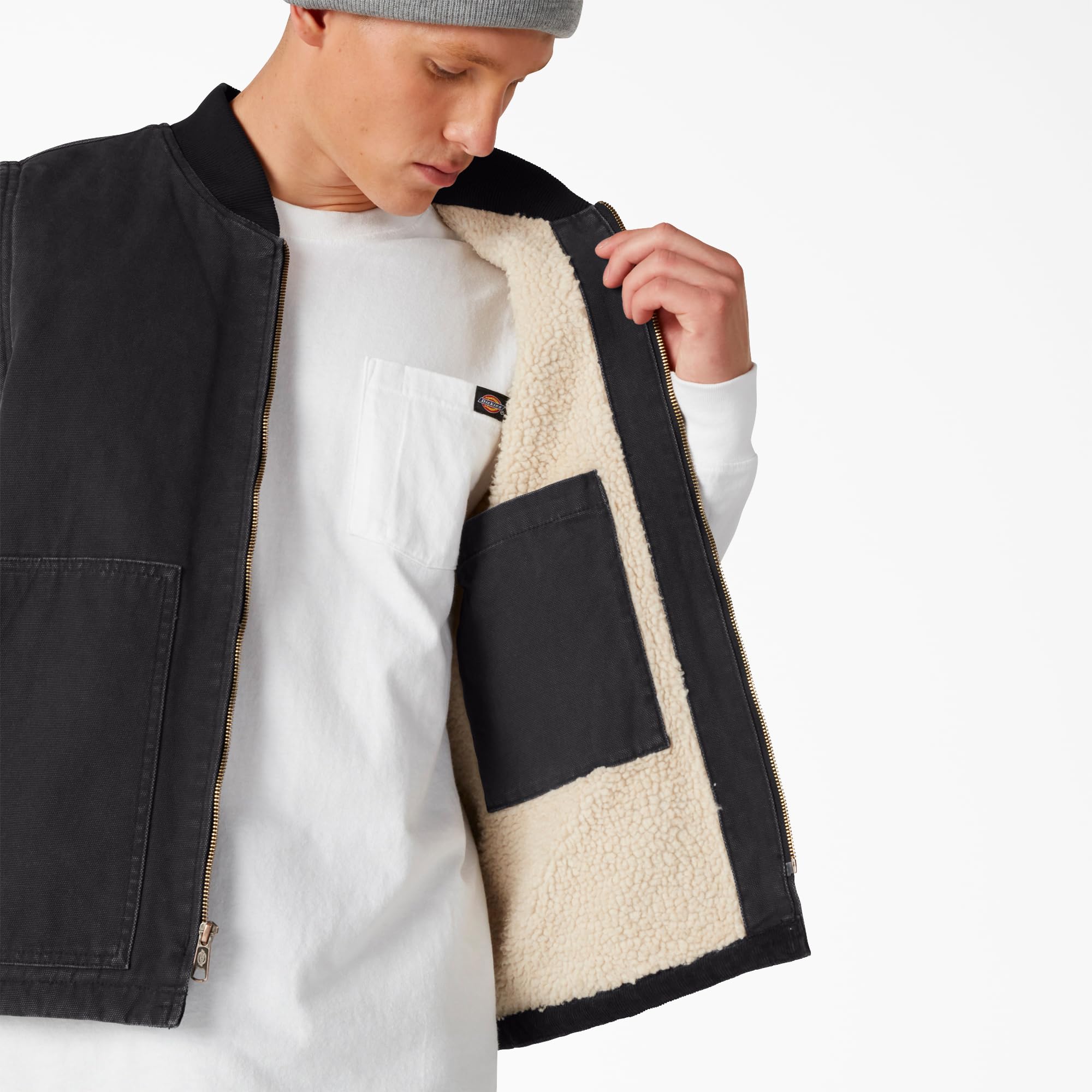 Dickies Men's Stonewashed Duck High Pile Fleece Lined Vest - Image 5