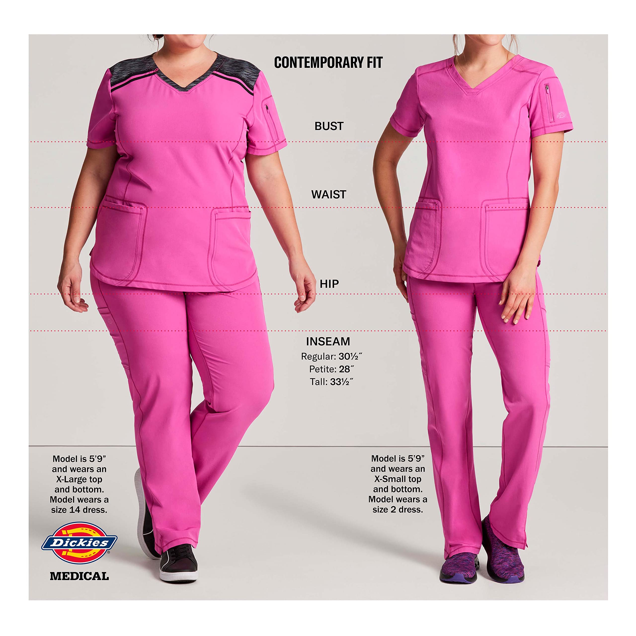 Dickies Dynamix Womens Tops, Athletic-Inspired Mélange V-Neck Scrub Top with Four-Way Stretch and Moisture Wicking DK740 - Image 4